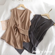 Classy V-Neck Knotted Chiffon Top Classy Top Classy Vest Chiffon Top Intuitive Top Irregular Top Kno
