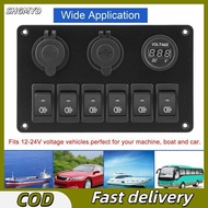 SHGMYD 6-GANG แผงควบคุมสวิตช์ไฟ LED Rocker Breaker วงจรเรือบรรทุกเรือเดินทะเล