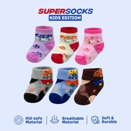 SUPERSOCK Newborn Baby Socks 3 Pairs anti-slip Cute Motif stokin baby newborn stokin baby girl stoki
