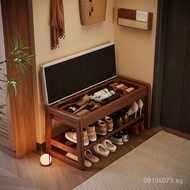 Shoe Changing Bench Long Bench Solid Wood Storage Entrance Organizer Can Sit Shoe Cabinet Integrated