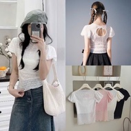 Women's cotton woven lace shirt with built-in front lining short sleeve Aoren24609/P3K11 168.fashion