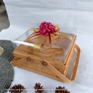 ( R25 ) (B055) R Mica hamper box container Height 20cm, 25cm, 30cm Ribbon | Woven bamboo box food co