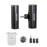 BOYA BOYALINK A1 2.4GHz Wireless Lavalier Microphone System Clip-on Microphone 100m Transmission Range Noise Reduction Auto Sync with Receiver + Transmitter + 3pcs Adapters Compatible with iPhone/Android Smartphones Tablets Computers for YouTube/Vlog