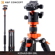 K&F Concept Aluminum Portable Camera Tripod Travel Tripod 22lbs Load 67”/1.7m with Detachable Monopo