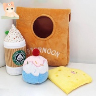 Dog Toys Squeaky Plush Cupcake with Pocket Crinkle Effect Coffee for Small Medium Dogs Birthday Toys