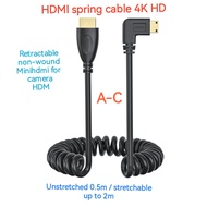 Mini HDMI to hdmi Cable mini Adapter Cable hdmi Late Head Retractable Spring Computer Tablet Camera 