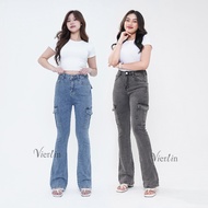 VIERLIN - Flare Jeans Cargo 2212 2211 Flare Jeans Women Highwaist Jeans