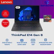 Lenovo ThinkPad E14 Gen 6 Laptop (R5-7535HS 4.55GHz,512GB SSD,16GB / 32GB D5,AMD Radeon 660M,14" WUX