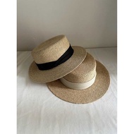 Japanese Big Eaves Handmade Raffia Top Hat Grass Wood Texture Travel Big Eaves Ladies Summer Flat To