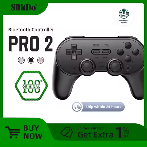NEW 8Bitdo Pro 2 Bluetooth Game Controller Gamepad with Hall Effect Transparent Blue Green Purple fo