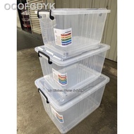 [readystock]✹Abbaware Clear Storage Box Transparent (30L/50L/80L) Kotak Simpanan roda/Storage Box with wheels/ Storage c