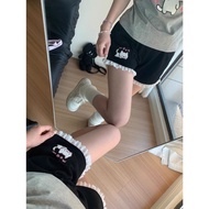 Japanese cute cat lace shorts women loose pants