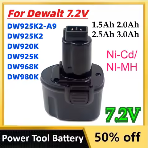 Ni-Cd/NI-MH Rechargeable Battery for Dewalt 7.2V 1.5Ah 2.0Ah 2.5Ah 3.0Ah for DW925K2-A9 DW925K2 Powe