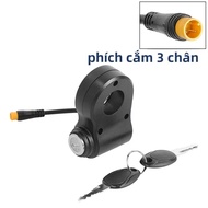 3 PIN Ngón Tay Cái Van Tiết Lưu Điện Cửa Công Tắc Cho KUGOO KuKirin G2 Pro/KIRIN G2 MAX Có Chìa Khóa