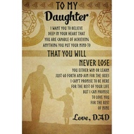 To My Daughter Love Dad You Will Never Lose Quotes Art Film Print Silk Poster For Your Home Wall Dec