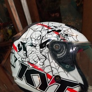 (terjual🙏) helm KYT dj maru motif Spiderman putih bekas siap pakai
