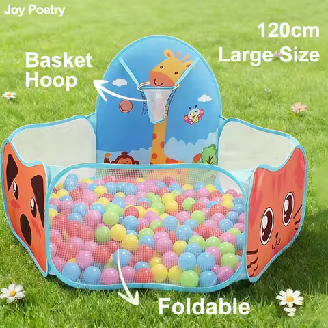 120cm Children Ball Pool with Basketball Hoop Portable Foldable Kid Playpen Playground Tent Baby Ind
