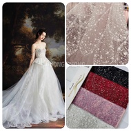 Glitter mesh fabric for wedding clothes, ao dai, evening dresses 620