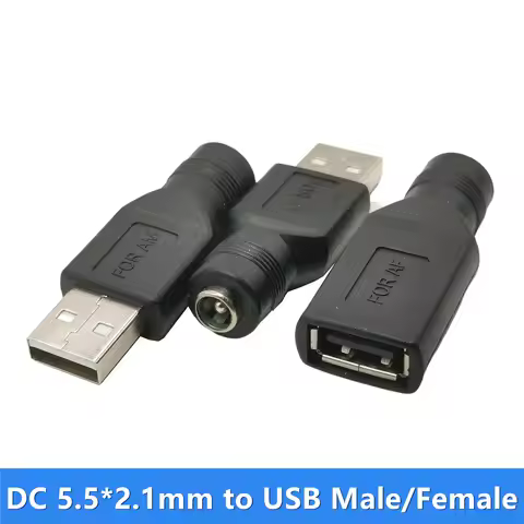 USB ADAPTER DC 5.5*2.1mm FEMALE TO USB MALE, 5.5 x 2.1mm TO USB FEMALE CONNECTOR 1PC