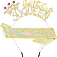 VELSCRUN 30th 40th 50th 60th 70th 80th 90th Birthday Decorations for Women Birthday Queen Headband B