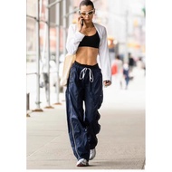 Bella Hadid Same style elastic waistband tie pants for women2026New Spring/Summer Casual High-Waiste
