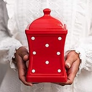 City to Cottage Handmade Red and White Polka Dot Large Ceramic 31.5oz/900ml Kitchen Storage Jar with
