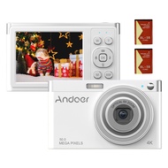 Andoer กล้องดิจิตอล4K แบบพกพากล้องวิดีโอ50MP 2.88นิ้วหน้าจอ IPS โฟกัสอัตโนมัติ16X ซูม (8X ออปติคอลและ8X ดิจิตอล) anti-Shake Face Detect แฟลชในตัวพร้อมแบตเตอรี่2ชิ้นของขวัญคริสต์มาสสำหรับเด็กวัยรุ่น