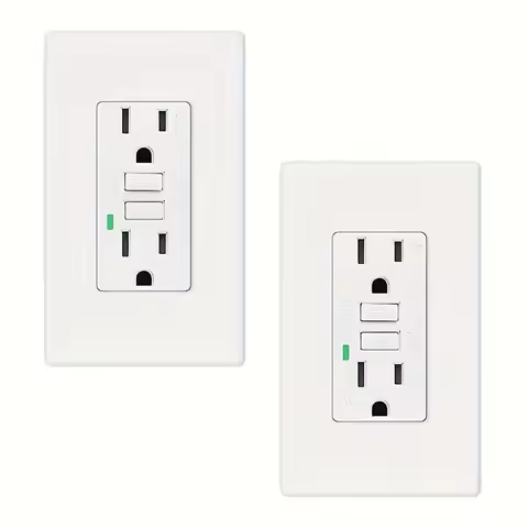 GFCI Outlet 15Amp 2PK,White Outlets Receptacles,GFI Electrical Outlet with LED Indicator,Weather Res