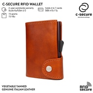 C-SECURE [พร้อมส่ง] กระเป๋าใส่บัตร (RFID Protection) รุ่นหนังฟอกฝาด สีน้ำตาลมัคคิอาโต้ (เคสบัตรสีน้ำ