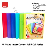 AKAR Fail Plastik A4 U Insert Cover Full Transparent A4 Document Holder 20's Clear Holder Spring Fil
