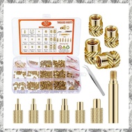 [D E O K] 300+7Pcs M2 M2.5 M3  M5 M6 Brass Threaded Inserts, Metric Brass Knurled Nuts Assortment Ki