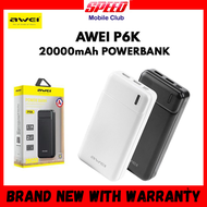 AWEI P6K 20000mAh PowerBank | Dual Type-A USB A and Type-C Micro Dual input | 2.1A Two Way Fast Char