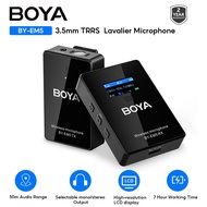 BOYA BY-EM5-K1 UHF Professional Wireless Lavalier Microphone with LCD display for PC Camera Smartphone Vlogging Streaming Interview