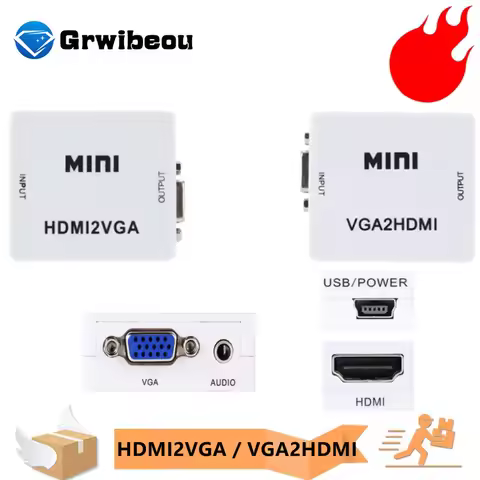 HDMI-Compatible to VGA Converter with Audio HDMI2VGA 1080P VGA to HDMI-Compatible Adapter Connector 