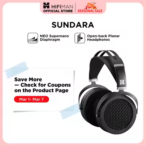 HIFIMAN SUNDARA Over-Ear Full-Size Planar Magnetic Headphones (Black) with High Fidelity Design Meta