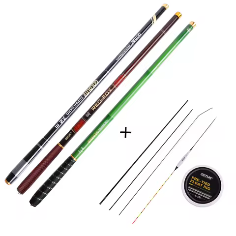 GOTURE Telescopic Stream Rod Set with Spare Tips,With Floats Rig Set 3.0M/3.6M/4.5M/5.4M/6.3M/7.2M C