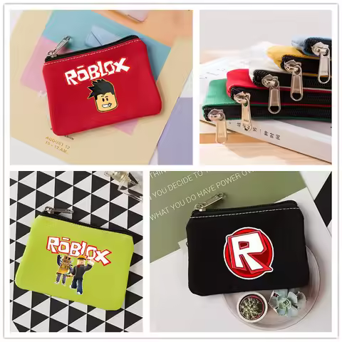 Hot ROBLOX Game Simple Style Fabric Coin Canvas Bag Portable Coin Card Storage Bag Boys and Girls Bi
