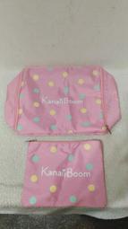 全新~ 日本品牌 Kanaii Boom 粉紅色 防水 尼龍塑料 子母袋 二個 ( 萬用包/袋 )