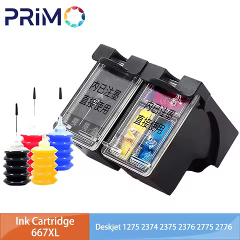 667XL 667 XL 3YM81AL ‎3YM80AL Refillable Ink Cartridge Compatible for HP667 for HP Deskjet 1275 2374