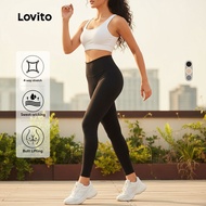Lovito Sports Leggings Butt Lifting Leisure High Waist Sports Yoga Running Pants Sports Leggings for