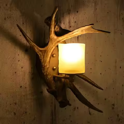 Vintage Resin Antler Wall Lamp Living Room Bedside Bedroom Wall Light Cafe Corridor Hotel Restaurant