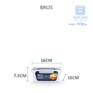 BROS Container Glass Click-In Square | High Durability Food Safe Glass Container