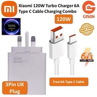 Xiaomi ของแท้120W UK ที่ชาร์จความเร็วสูงกับ6A Type-C Xiaomi สายเคเบิลสำหรับ Xiaomi 12T 12 Lite 11T P