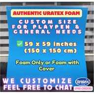 **Uratex Foam With Cover 150x150 cm / 59x59 inches for Playpen, Bed, All Use