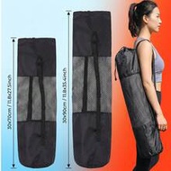 Black Mesh Breathable Yoga Mat Storage Bag, 2 Sizes 30x70cm/30x90cm, Portable Drawstring Fitness Tot