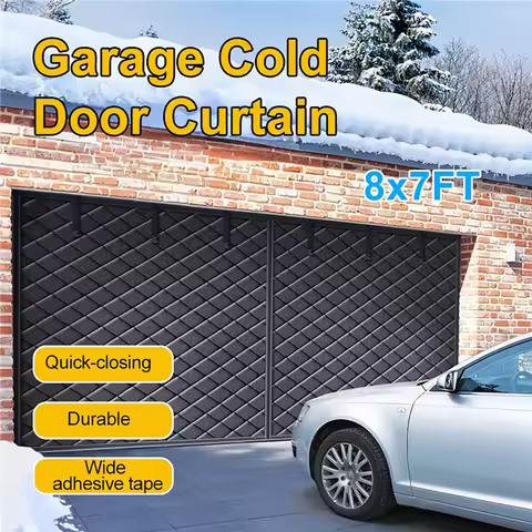 8x7FT(254x218cm) Garage Door Curtain Thickened Oxford Cloth Cold-Proof Warm Windproof Magnetic Heat 