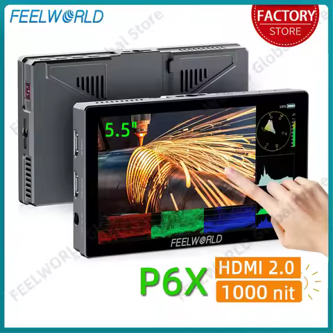 FEELWORLD P6X 5.5 inch 1000nit Portable Aluminium Camera Field DSLR Monitor 1920x1080 Touchscreen LU