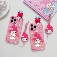 For Huawei Y7A Y5P Y6P Y7P Y8P Y9S Y6S Y9 prime 2019 Y7 Pro 2018 Y Max Honor 8X Phone Case Soft TPU 3D Cute Cartoon Melody Anti-falling Silicone Cover With Lanyard