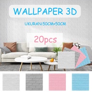 20-Sheet 3D Foam Brick Wallpaper 50 Pieces 50CM Waterproof Room Decoration Wall Sticker/