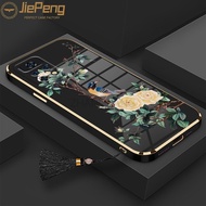 JiePeng Suitable for Redmi note 11 Redmi note 11s Redmi note 11 pro phone case Electroplated silicone flower and bird pattern soft shell to send lanyard